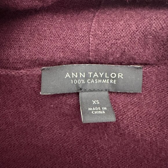 Ann Taylor 100% Cashmere Open Front Cardigan Size XS Burgundy - Picture 4 of 8